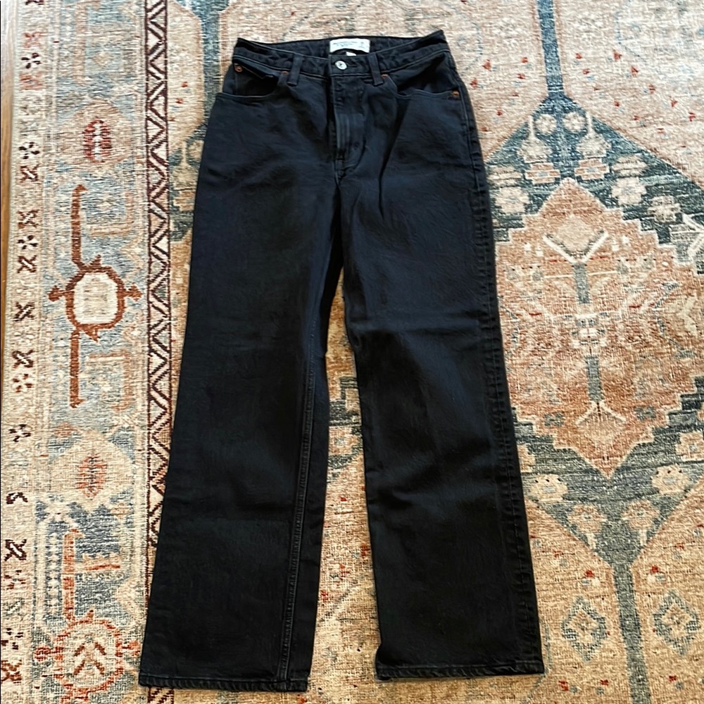 abercrombie black relaxed baggy jeans